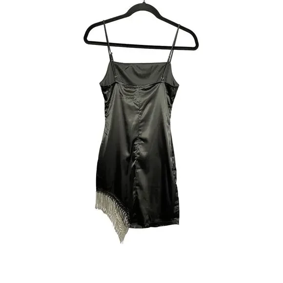 Lulu Rhinestone Black Shiny Mini Dress Women’s Size Small Cocktail Party LBD - Picture 2 of 5